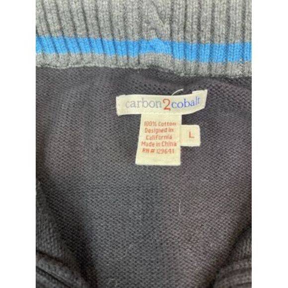 Carbon2Cobalt Men's (L) Black Quarter Button Mock Neck Pullover Knit Sweater - Picture 6 of 6